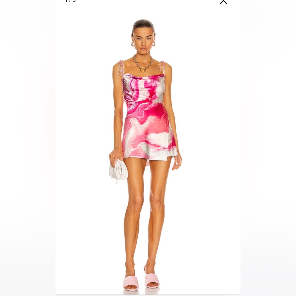 Retrofete Pink Marble Arielle Dress - silk and size xs